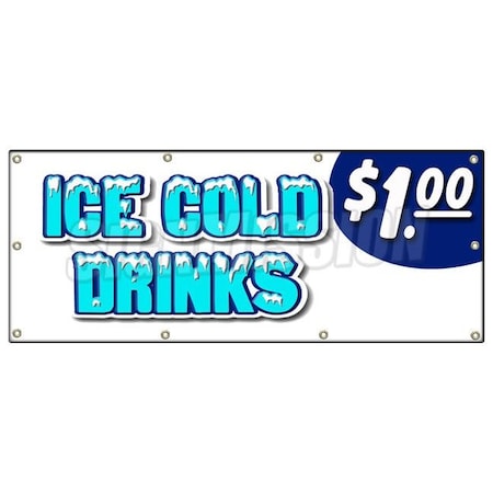 Ice Cold Drinks 1 Banner Heavy Duty 13 Oz Vinyl With Grommets